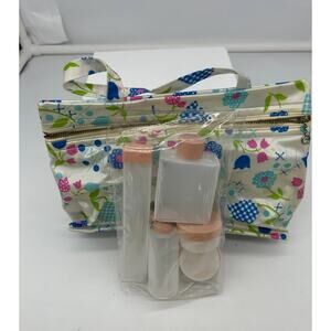 Vintage Floral Leather Handbags W/ Zipper Pocket Multicolor Size Medium